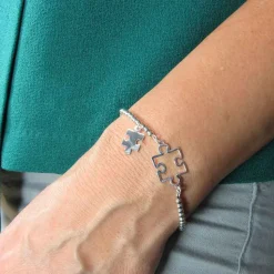 Pulsera Bolas Con Piezas De Puzzle En Plata De Ley