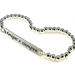 Outlet Pulsera Bolas Plata Elástica Amigas X Siempre
