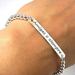 Outlet Pulsera Bolas Plata Elástica Amigas X Siempre
