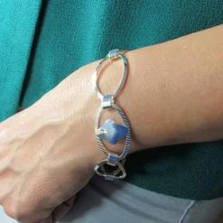 Pulsera Chica De Plata De Ley Con Rombos