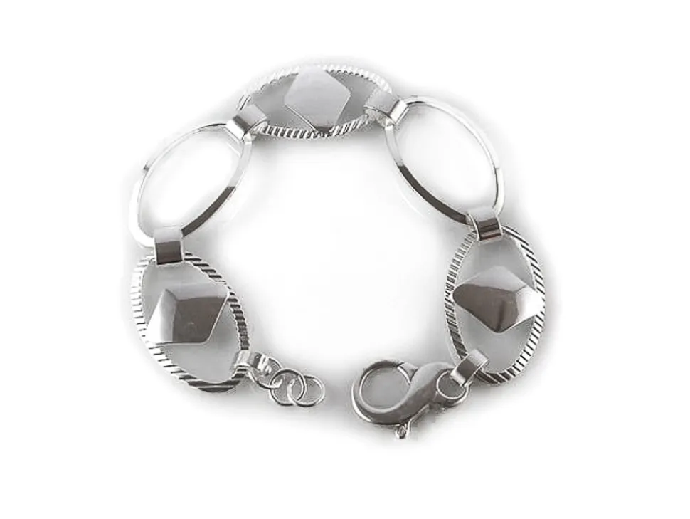 Pulsera Chica De Plata De Ley Con Rombos