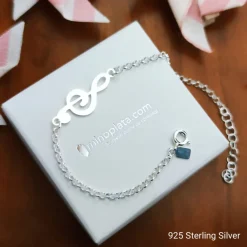 New Pulsera Clave De Sol De Plata De Ley