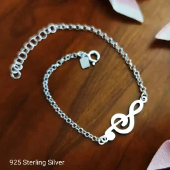 New Pulsera Clave De Sol De Plata De Ley