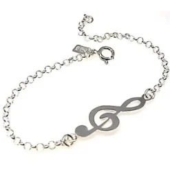 New Pulsera Clave De Sol De Plata De Ley