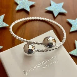 Pulsera Con Bolas De Plata De Ley Y Cuerpo Reliado