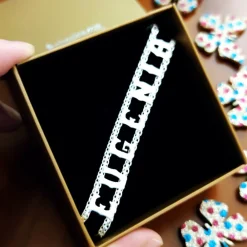 Clearance Pulsera Con Cualquier Nombre O Palabra De Plata De Ley