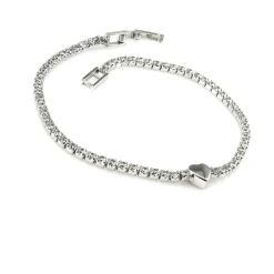 Pulsera Corazón De Plata Rodiada Con Circonitas
