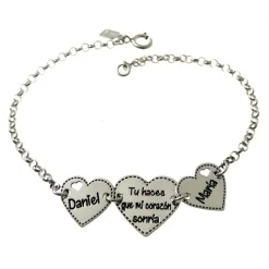 Online Pulsera Corazones Mensaje Y Nombres Personalizados De Plata