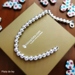 Clearance Pulsera De Bolas De Plata De Ley En 6 Mm.