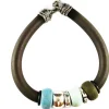 Pulsera De Caucho Con Plata Y Resina Chico
