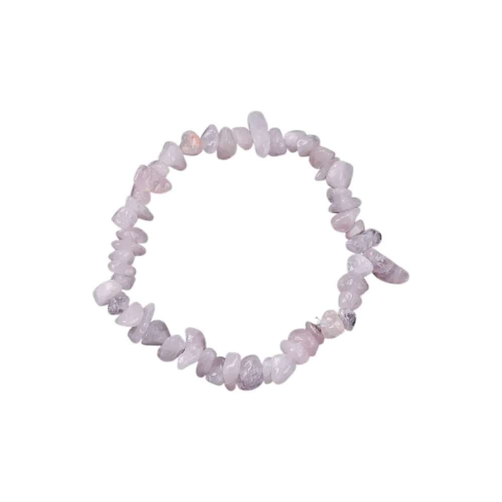 Sale Creatulote Pulsera de cuarzo rosa con chips de minerales naturales