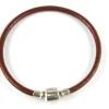 Pulsera De Cuero Rojo 3 Mm. De Plata De Ley
