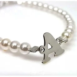 Discount Pulsera De Perlas Con Inicial De Plata
