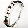 Pulsera De Piel Con Abalorios En Bronce Y Acero