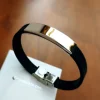 Pulsera De Piel Negra Pespunteada Y Acero Inoxidable
