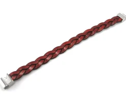 Pulsera De Piel Trenzada Burdeos