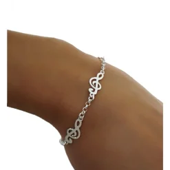 Pulsera De Plata De Ley Con Figuras De La Clave De Sol