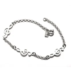 Pulsera De Plata De Ley Con Figuras De La Clave De Sol