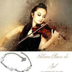 Pulsera De Plata De Ley Con Figuras De La Clave De Sol