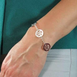 Pulsera De Plata De Ley Con Árboles De La Vida