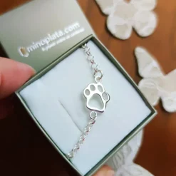 Discount Pulsera De Plata De Ley Huella De Animal Calada