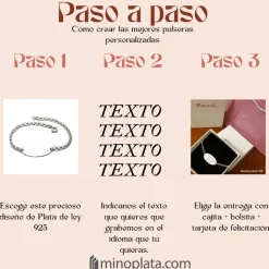 Pulsera De Plata De Ley Personalizada En Castellano, Inglés...