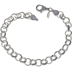 Pulsera De Plata De Ley Rolo 4 Para Colgantes Charms