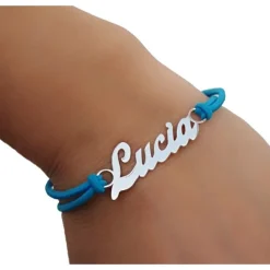 Pulsera Elástica Nombre Personalizado De Plata De Ley