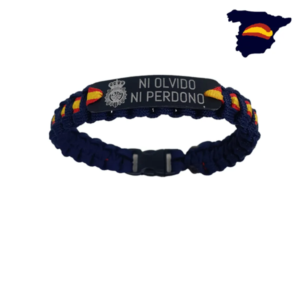 Pulsera España. Escudo del Cuerpo Nacional de Policía -Ni Olvido ni Perdono