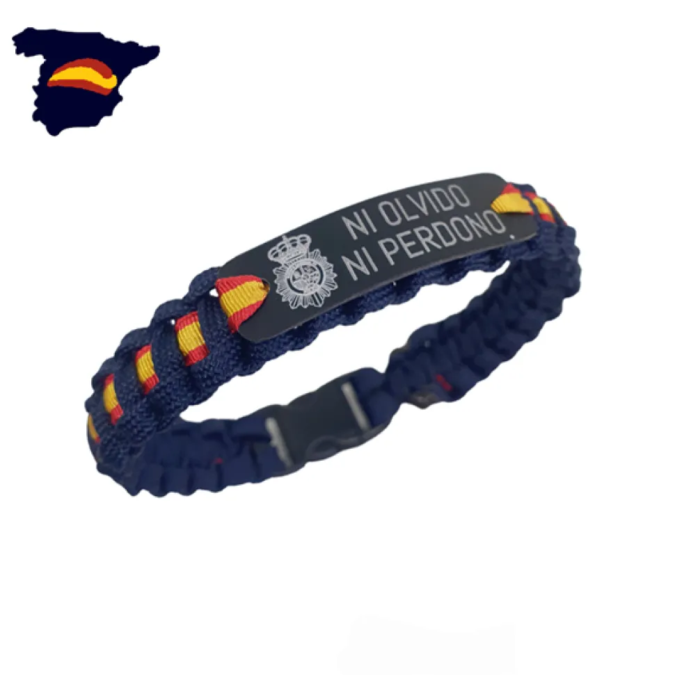Pulsera España. Escudo del Cuerpo Nacional de Policía -Ni Olvido ni Perdono
