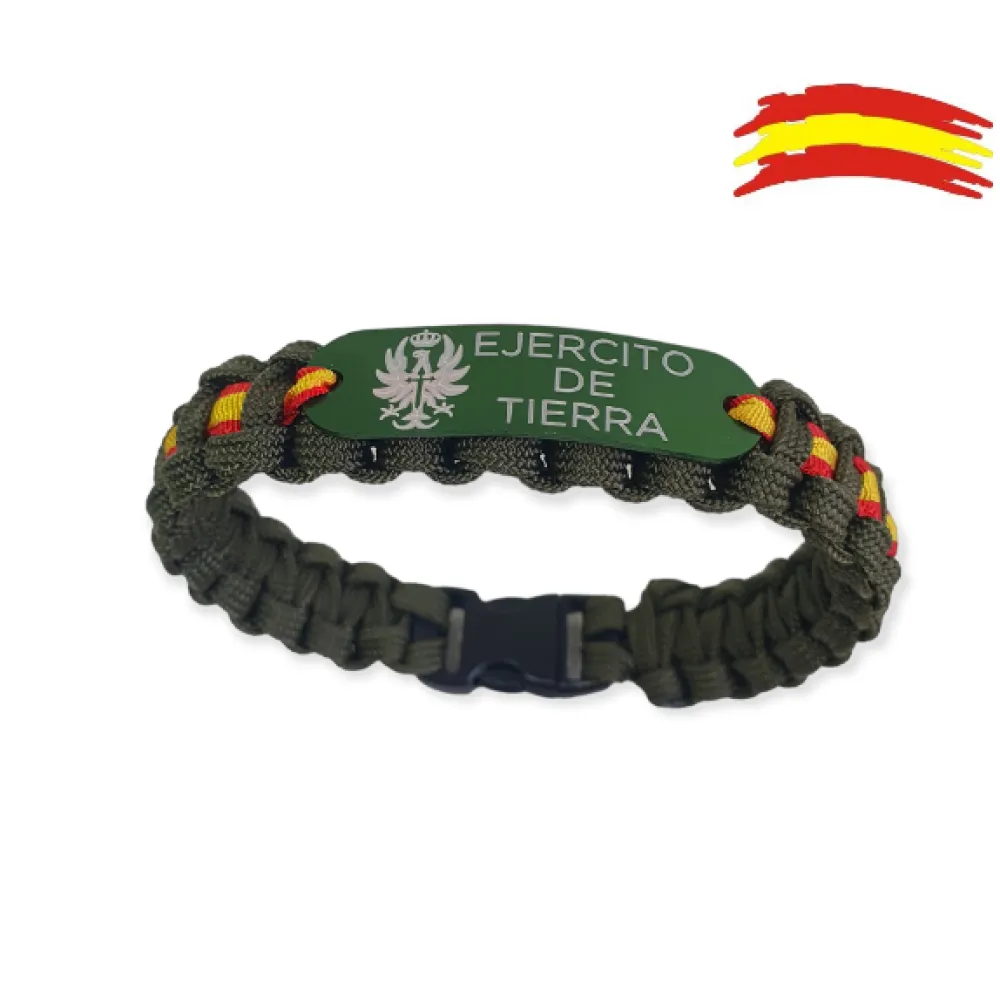Hot PCMaes Pulsera España paracord escudo Ejército de Tierra Verde