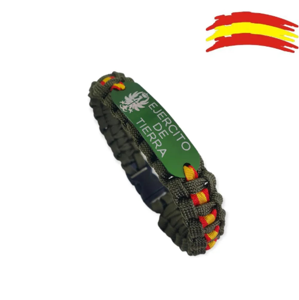Hot PCMaes Pulsera España paracord escudo Ejército de Tierra Verde