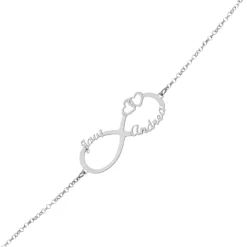 Pulsera Infinito Con Nombres Y Corazones De Plata De Ley