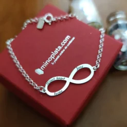 Sale Pulsera Infinito Personalizada Hasta 4 Nombres De Plata De Ley
