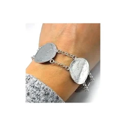 Outlet Pulsera Monedas Grandes De Plata De Ley