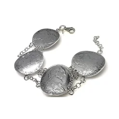Outlet Pulsera Monedas Grandes De Plata De Ley
