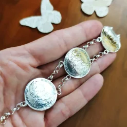 Outlet Pulsera Monedas Grandes De Plata De Ley