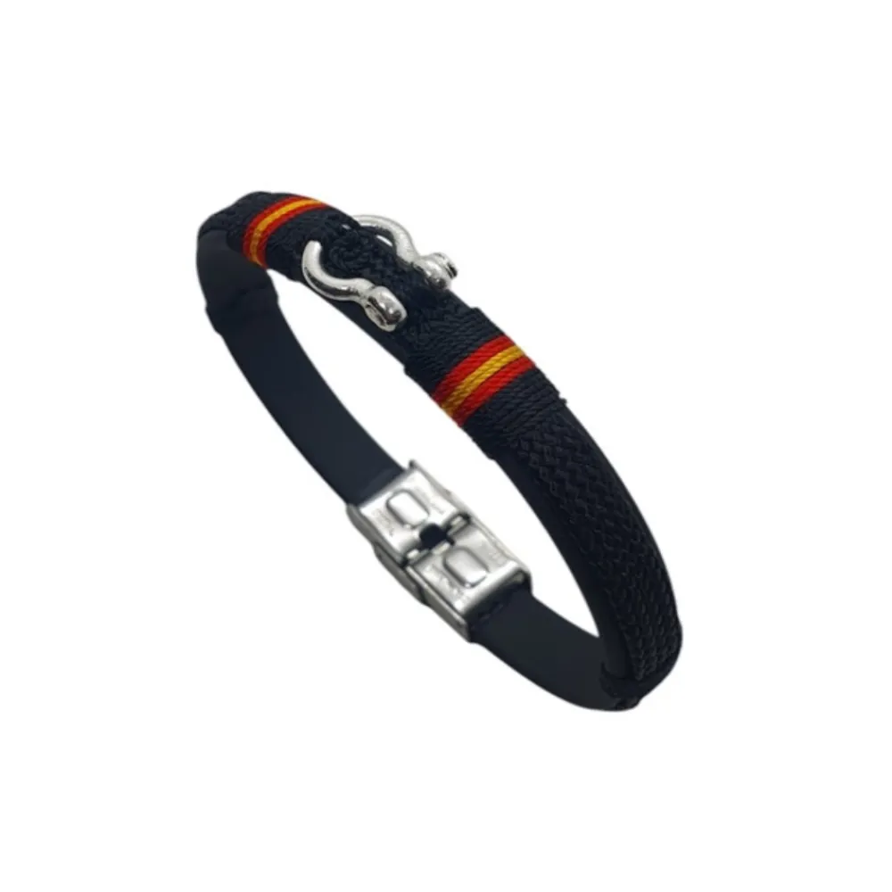 New PCMaes Pulsera náutica biothane grillete para hombre negra