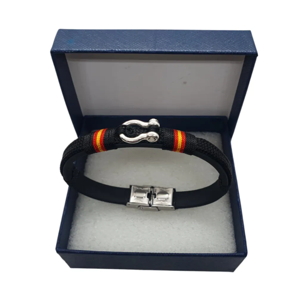 New PCMaes Pulsera náutica biothane grillete para hombre negra