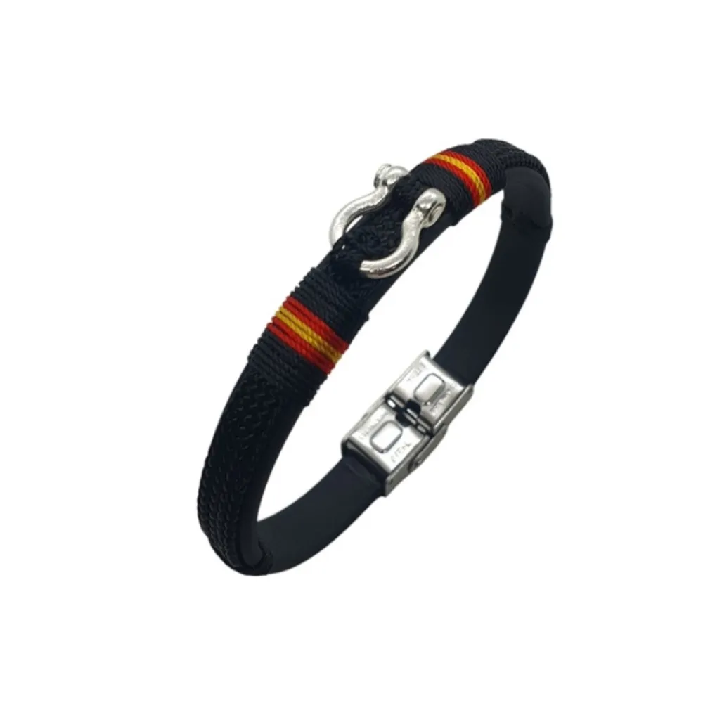 New PCMaes Pulsera náutica biothane grillete para hombre negra