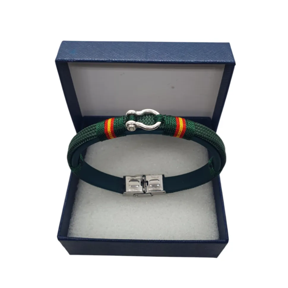 Pulsera náutica biothane grillete para hombre verde