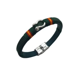 Pulsera náutica biothane grillete para hombre verde