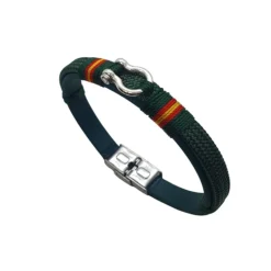 Pulsera náutica biothane grillete para hombre verde