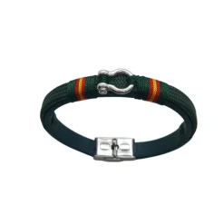 Pulsera náutica biothane grillete para hombre verde