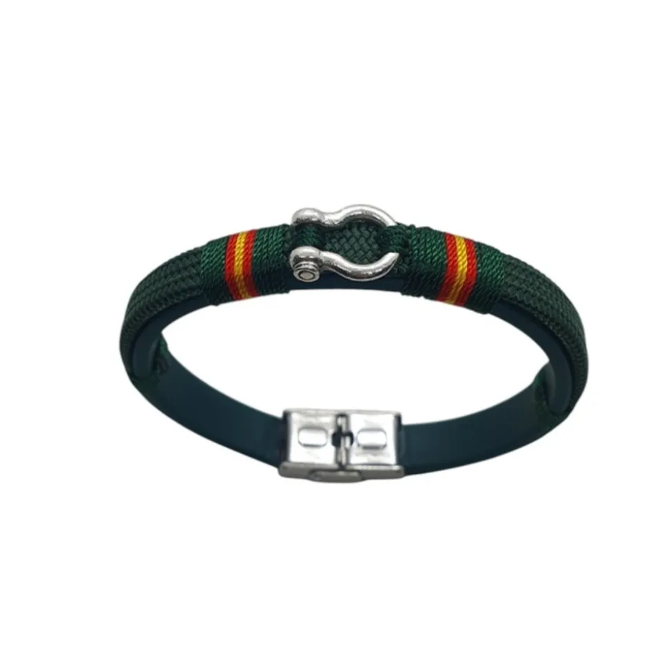 Pulsera náutica biothane grillete para hombre verde