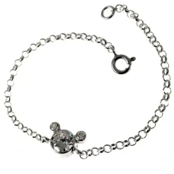 Pulsera Para Niñas Cadena Rolo Y Chatones De Plata De Ley