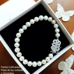 Pulsera Plata Perla Cultivada Y Circonitas