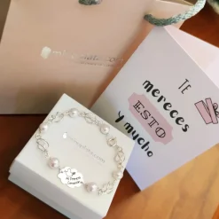 Pulsera Primera Comunión Nube De Plata De Ley Con Perlas