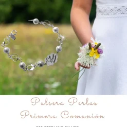 Pulsera Primera Comunión Nube De Plata De Ley Con Perlas
