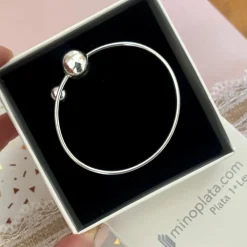 Sale Pulsera Rígida Bolas De Plata De Ley